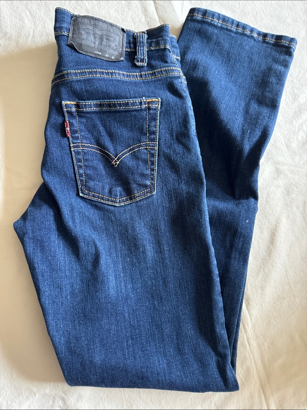 Levi's Boys Dark Blue Slim Straight Jeans, Sz 14